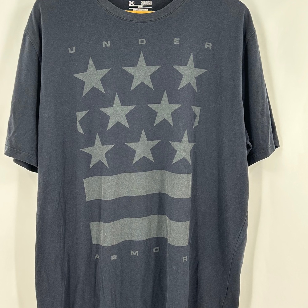 Under Armour Navy American Flag Stars Graphic Loose Fit HeatGear USA Tee Mens XL